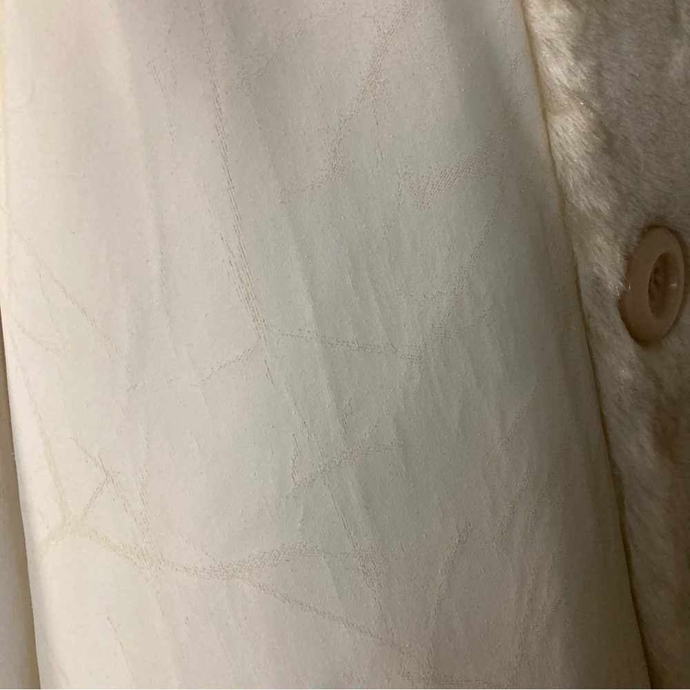 Giacca Cream Reversible Faux Fur Hooded Unique Coat Medium - Picture 8 of 16